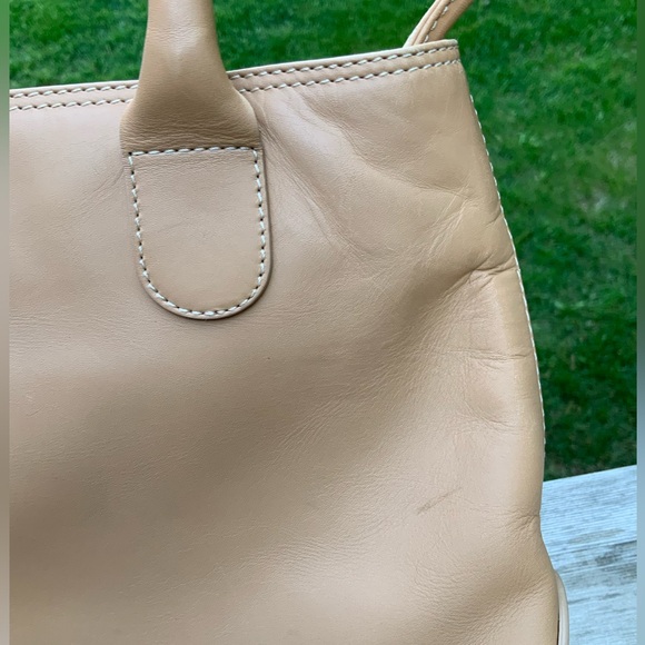 Vintage LANCEL Authentic Smooth Leather Tan Camel Medium Tote Top Handle Purse - Picture 12 of 16